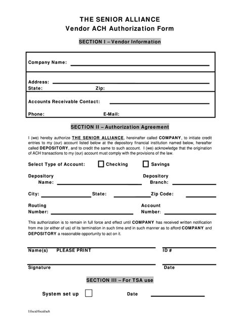 Business Ach Authorization Form Template