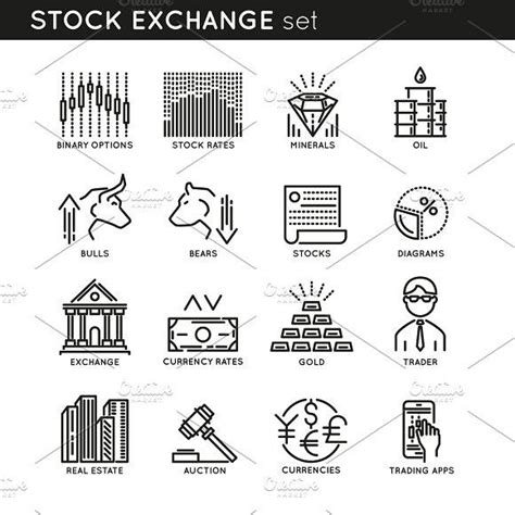 Stock Exchange Linear Icons Stock Exchange Stock Icon Stock