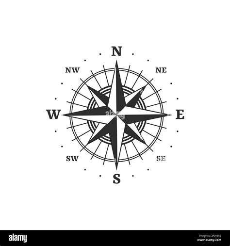 Maritime Equipment Compass In Retro Style With North East South And