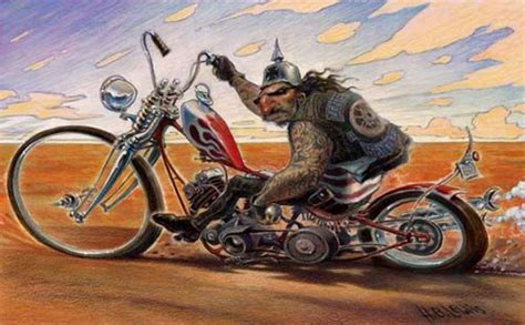 A Drawing Of A Man Riding On The Back Of A Motorcycle With Flames