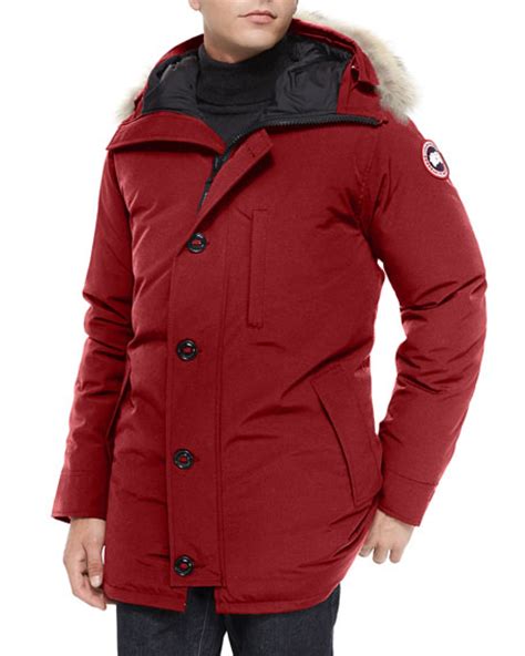 Canada Goose Chateau Fur Trimmed Parka Jacket Red Neiman Marcus