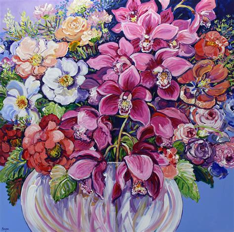 Magenta Orchids With Mix Bouquet Art Lovers Australia