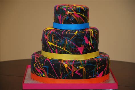 Neon Splatter Paint Cake Boy Birthday Cake Novelty Birthday Cakes
