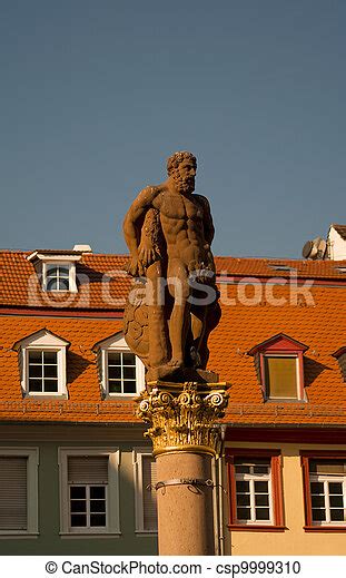 Hercules Statue At Marktplatz Heidelberg Germany Canstock