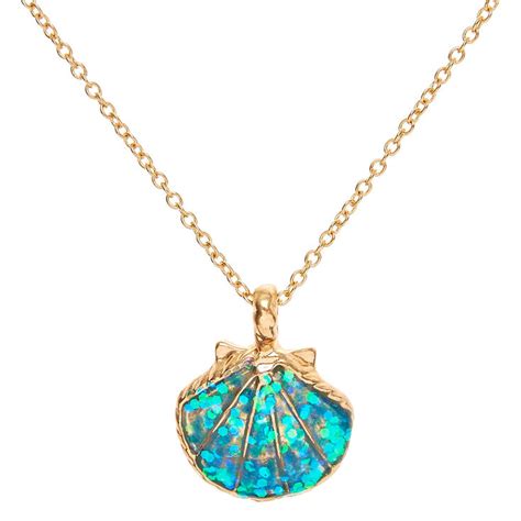 Mermaid Glitter Shell Pendant Necklace Claires Us