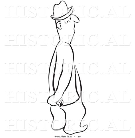 Historical Vector Illustration Of A Cartoon Man Standing And Staring
