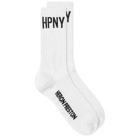 Heron Preston Men S Hpny Long Socks In White Black Heron Preston