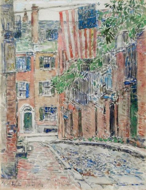 Boston Acorn Street In War Time Frederick Childe Hassam 1918