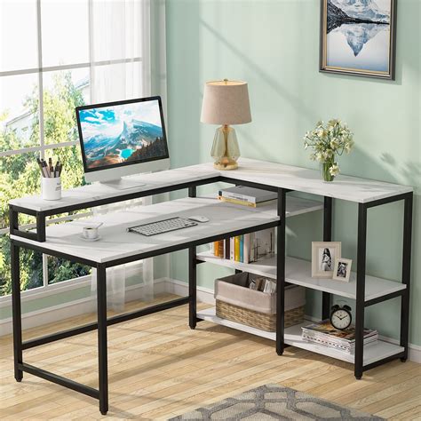 Buy Tribesigns 55 Inch Reversible L Shaped Computer Desk With Storage