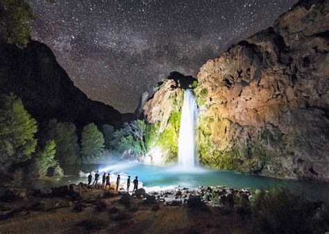 Magical Waterfall Glowing At Night Captured With A Simple Lighting