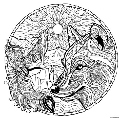 Coloriage Loup Mandala Difficile Dessin Loup à Imprimer