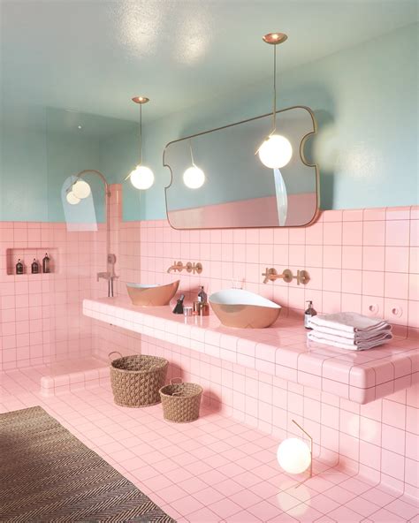 Loved by men and women alike, this bathroom sees the use of pink textured tiles on the wall with. 51 Pink Bathrooms With Tips, Photos And Accessories To ...