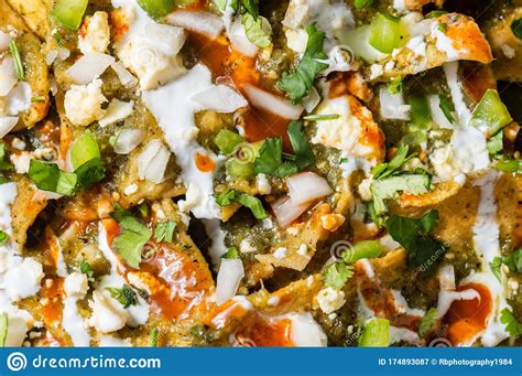 Central Mexican Style Chilaquiles Verdes Traditional Mexican Breakfast Royalty Free Stock Image