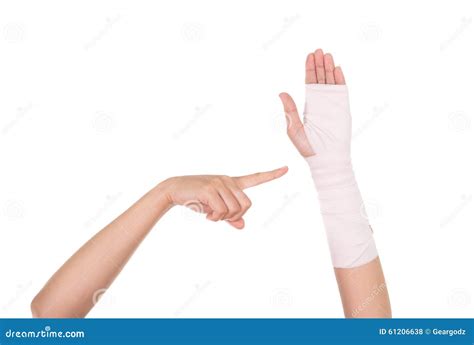 Close Up Injured Arm Wrapped In An Elastic Bandage Stock Photo Image
