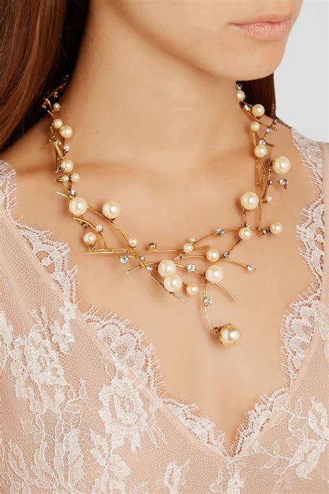 Erickson Beamon Stratosphere Gold Plated Faux Pearl And Swarovski Crystal Necklace