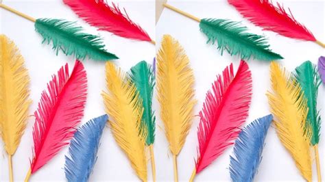 How To Make Beautiful Paper Feather Easy To Make Artificial Feather