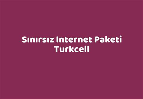 Sınırsız Internet Paketi Turkcell TeknoLib