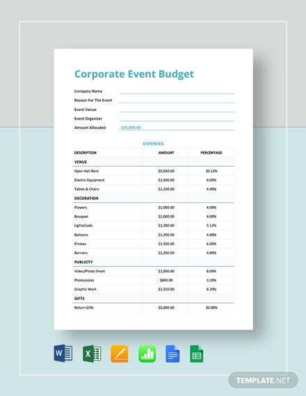 15 Corporate Budget Templates Word Pdf Excel