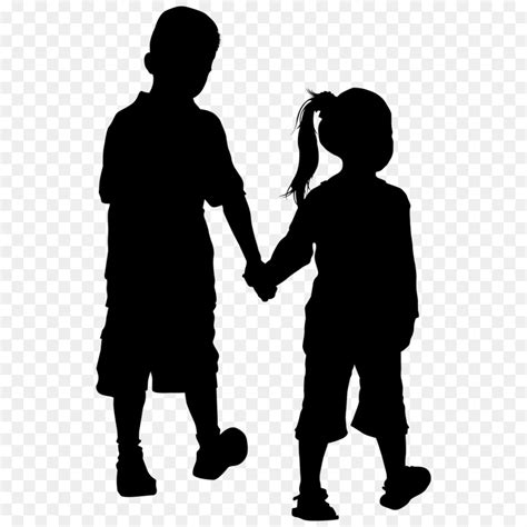 Two Kids Holding Hands Silhouette Kremi Png