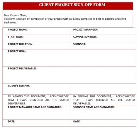 Project Sign Off Sheet Free Templates And Tools