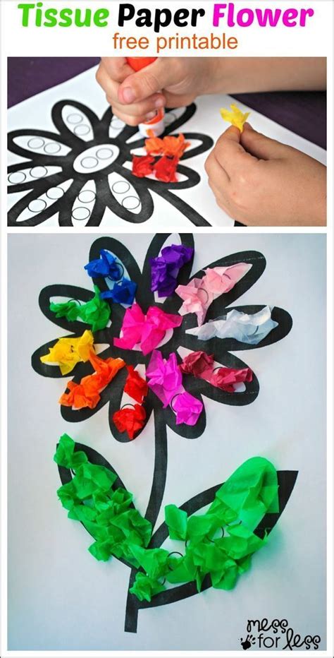 Tissue Paper Flower Art Activity Mess For Less Fun Activities For