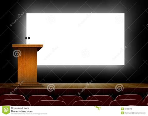 Free podium and winners for powerpoint and google slides. Conference Hall With Podium And Presentation Screens ...