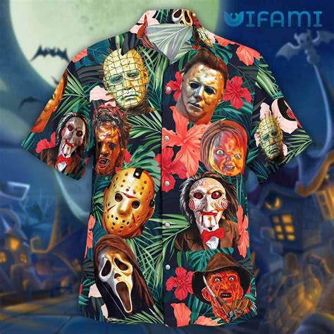 Horror Movie Characters Hawaiian Shirt Jason Voorhees Freddy Krueger
