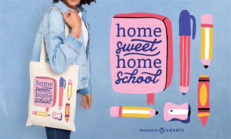 Home School Tote Bag Design Vector Download