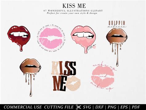 Kiss Me Svg Drippin Lips Svg Lips Svg Cut File Silhouette Cricut