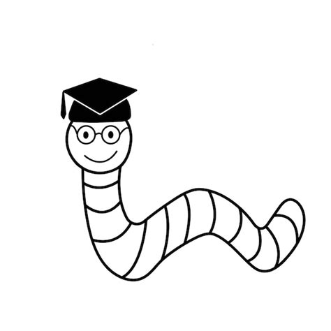 Premium Vector Outline Drawing Of A Cute Cartoon Worm Wearing A