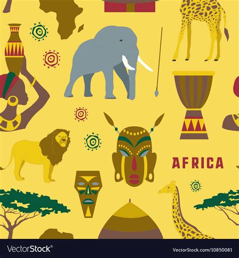 Africa Icons Set Pattern Royalty Free Vector Image