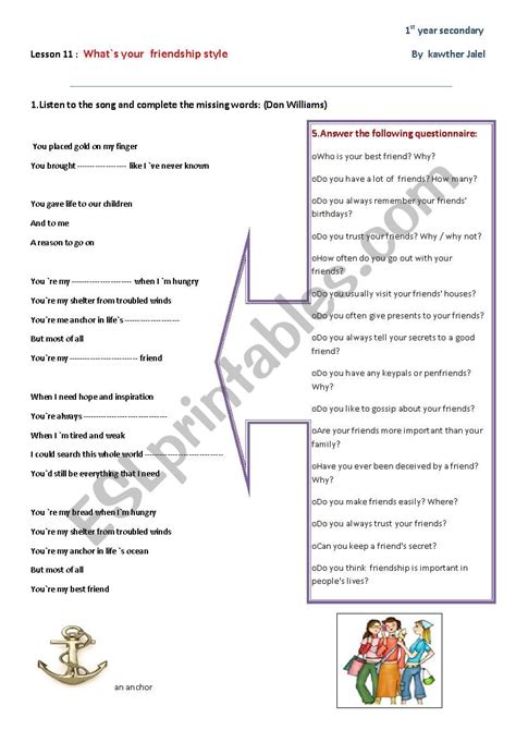 Lesson 11what S Your Friendship Style Esl Worksheet By Nasnous