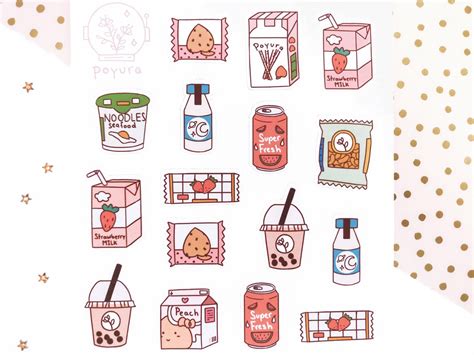 Stiker Orang Kawaii Stickers Printable Korean Japanese Food Aesthetic