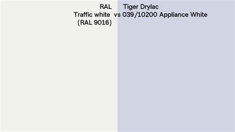 RAL Traffic White RAL 9016 Vs Tiger Drylac 039 10200 Appliance White