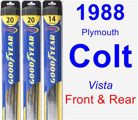 1988 Plymouth Colt Vista Wiper Blade Setkit Front And Rear 3 Blades