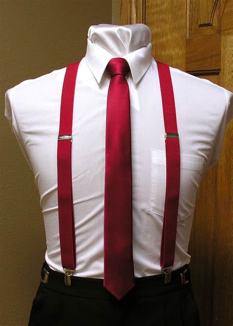 Apple Red Suspender Mens 1 Inch X Back Clip Suspender