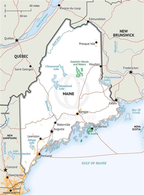 A Map Of Maine Topographic Map Of Usa With States