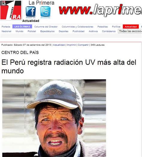 El Perú Registra Radiación Uv Más Alta Del Mundo Diario La Primera