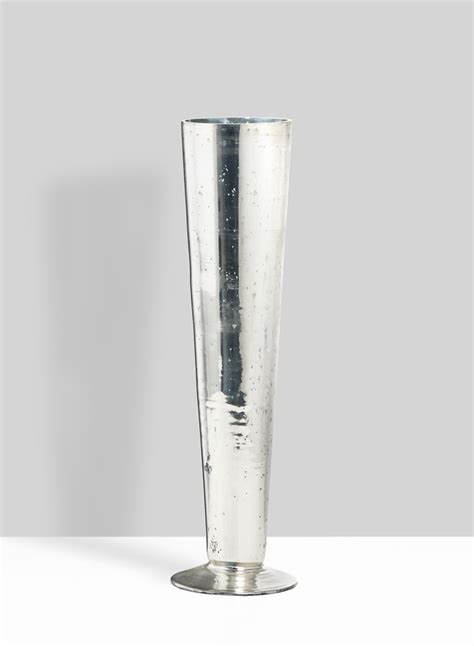 16 12in Silver Mercury Glass Trumpet Vase Glass Mercury Glass