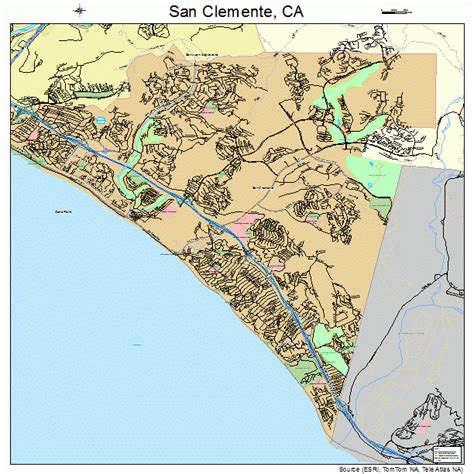 San Clemente Ca Map Print Map Of San Clemente Giclée Prints