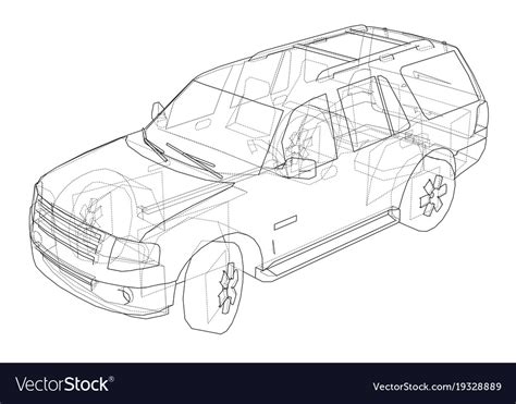 Car Suv Drawing Outline Royalty Free Vector Image