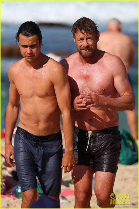 Photo Simon Baker At The Beach With Son Claude Baker 56 Photo 4634091 Just Jared