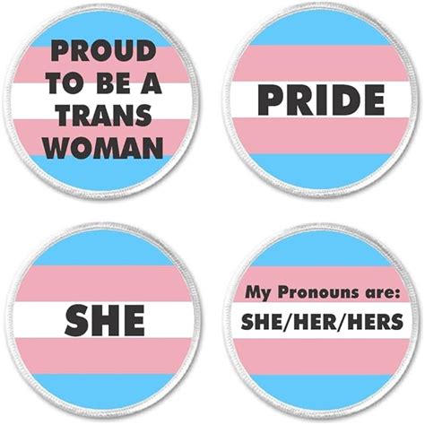 set 4 proud to be trans woman transgender flag pronouns pride 3 sew on patches