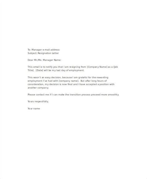9 Email Resignation Letter Templates Free Word Pdf Format Download