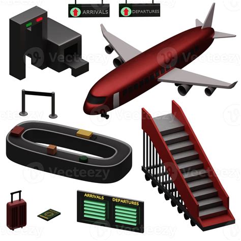 Free 3d Rendered Airport Set Includes Airplanes Stairs Baggage