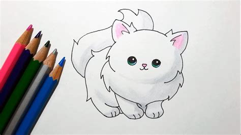 How To Draw A Cute Cartoon Cat Drawing A Fluffy Kitten Youtube