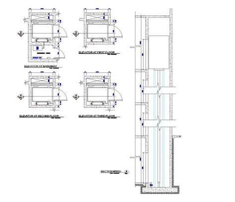 Lift Design Elevation And Section Autocad File Cadbull