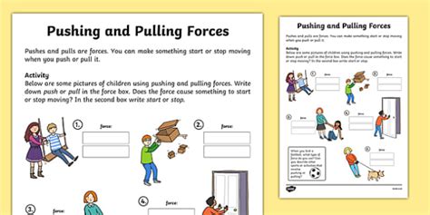 Pushing And Pulling Forces Worksheet Push And Pull Pushing