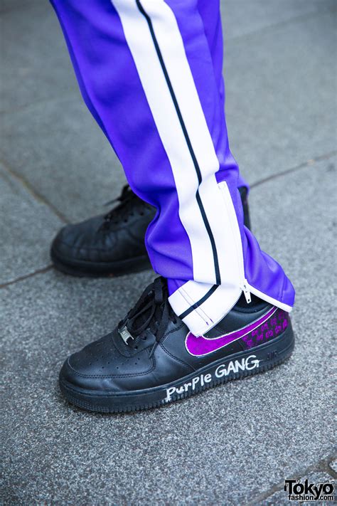 Purple Harajuku Streetwear w/ Palm Angels & Nike Air Force One Sneakers