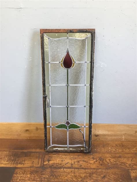 Simplistic Flower Stained Glass Window Authentic Reclamation